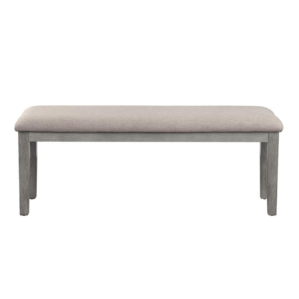 Gray Rectangular Wooden Bench with Upholstered Seat
