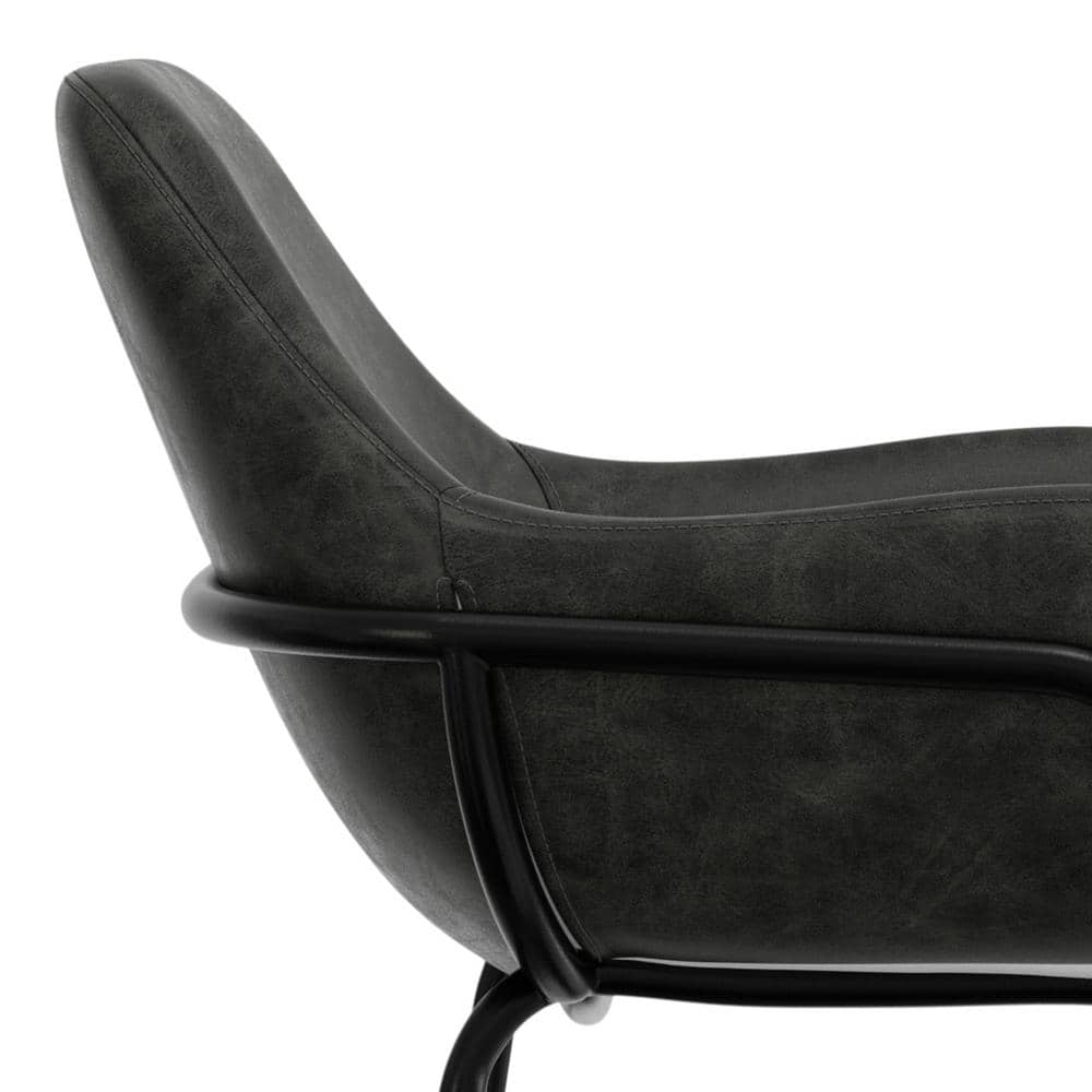 Mira Distressed Slate Grey Faux Leather Bar Stool with Metal Frame