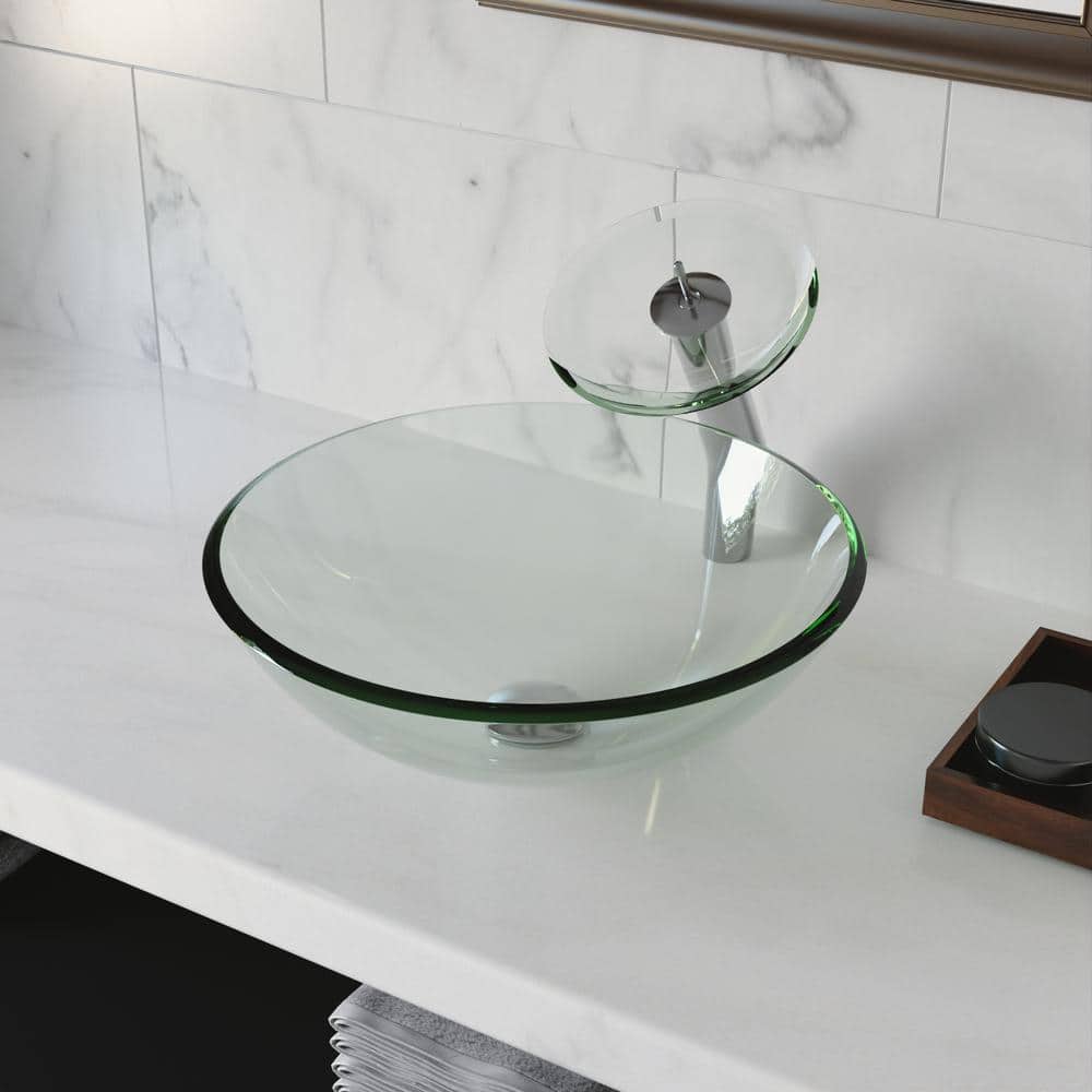Crystal Clear Glass Circular Vessel Bathroom Sink