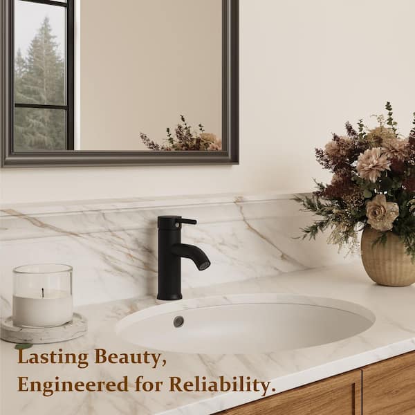 Matte Black Bathroom Faucet – 304 Stainless Steel, Single Handle, CUPC Certified, Pop-Up Drain Included