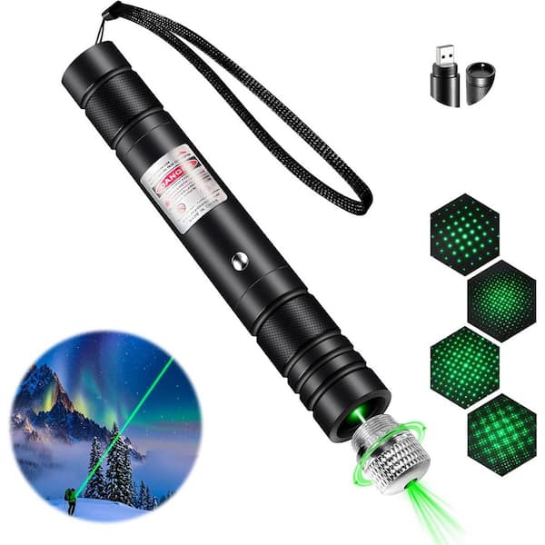 Long Range High Power Green Laser Pointer Flashlight w/ Adjustable Focus Screen for Astronomy Camping Hiking