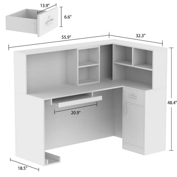 White marble deals l shaped desk