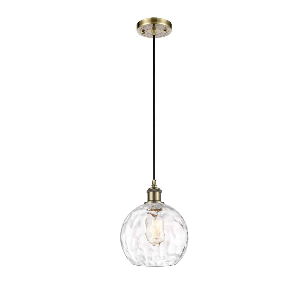 Athens Water Glass 60-Watt 1 Light Antique Brass Shaded Mini Pendant Light with Clear glass Clear Glass Shade price history on PriceWatchPro