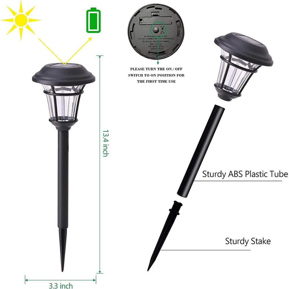 Warm White Solar Powered Outdoor Pathway Lights, 12-Pack