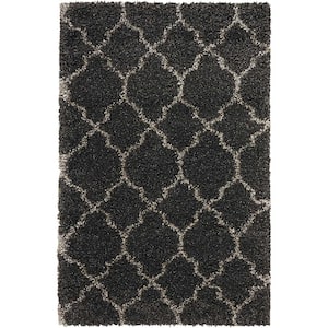 Amore Charcoal 3 ft. x 5 ft. Shag Contemporary Modern Shag Kitchen Area Rug