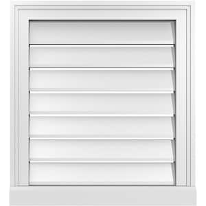 20 in. x 22 in. Vertical Surface Mount PVC Gable Vent: Functional with Brickmould Sill Frame