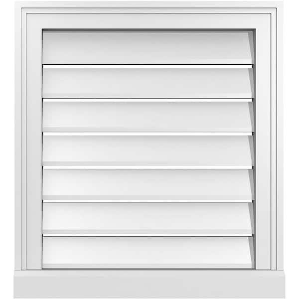 Ekena Millwork 20 in. x 22 in. Vertical Surface Mount PVC Gable Vent: Functional with Brickmould Sill Frame