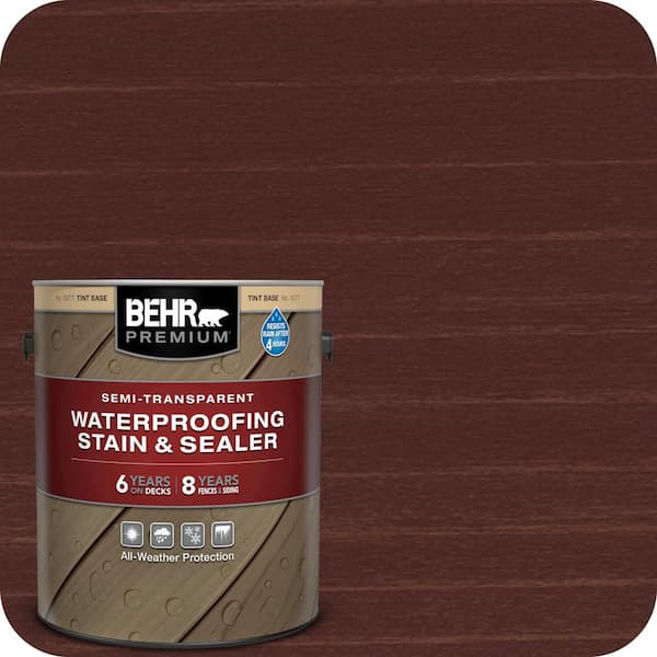 BEHR PREMIUM 1 gal. #ST-106 Bordeaux Semi-Transparent Waterproofing Exterior Wood Stain and Sealer