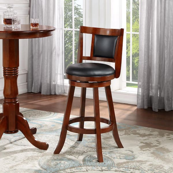 Avianna 29 in. Cherry Swivel Bar Stool with Cushion