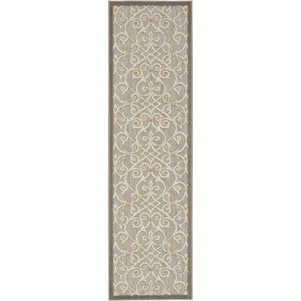 Aloha Natural 2 ft. x 8 ft. Kitchen Runner Moroccan Modern Indoor/Outdoor Patio Area Rug