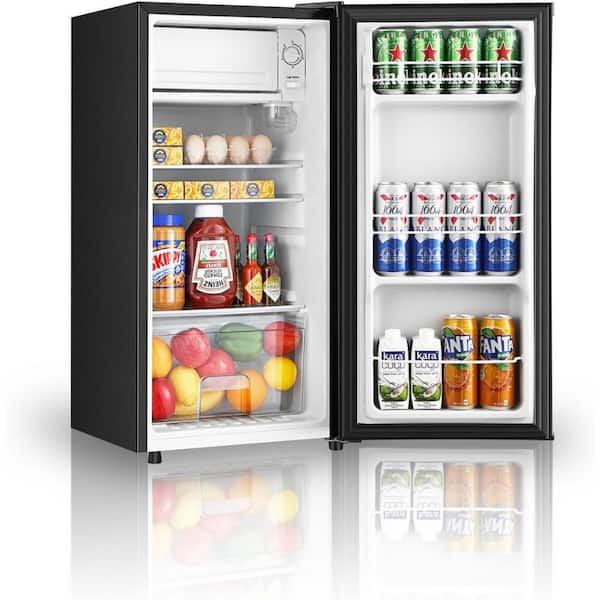 16 in. 3.1 cu.ft. Mini Refrigerator in Black with Freezer, 5 Settings Temperature Adjustable