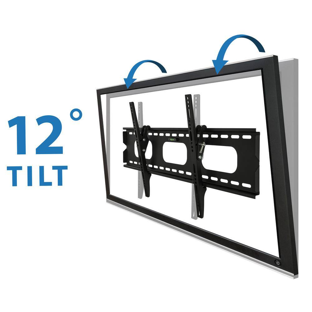 Black Steel Low-Profile Tilting TV Wall Mount for 42-90 inch Screens