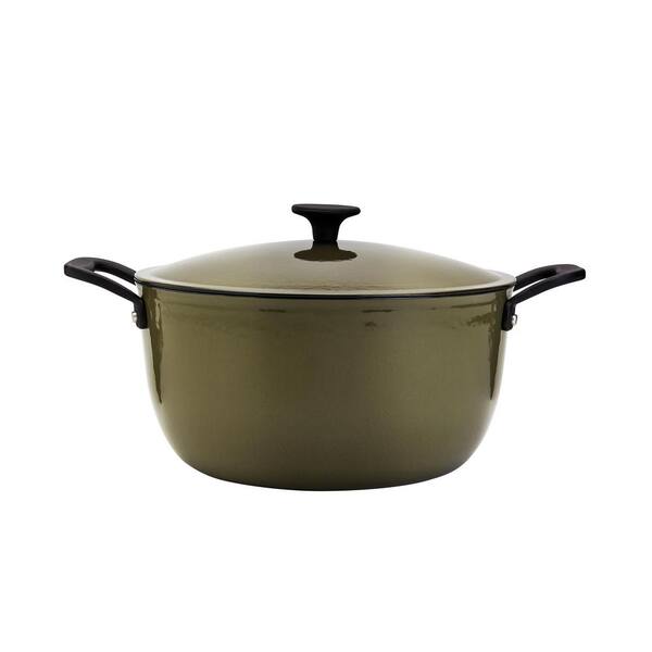 Mason Craft and More 8 qt. Round Lite Cast Iron Dutch Oven in Martini Olive with Lid, 1-Pack