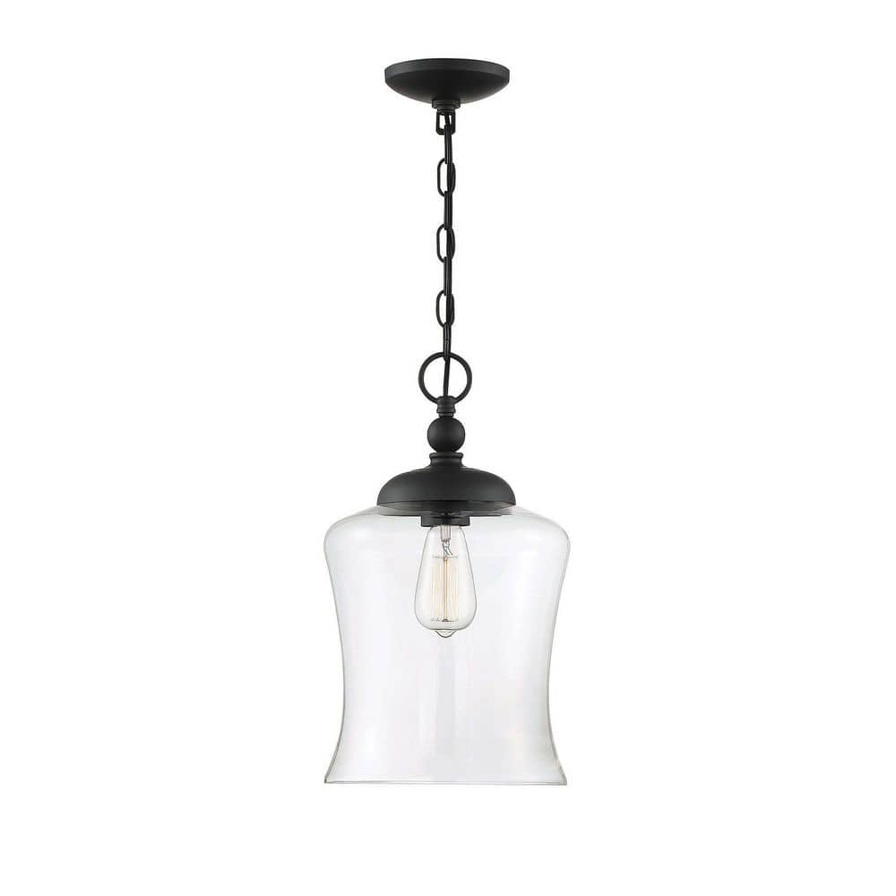 Matte Black Glass Mini Pendant Light with Nickel Accents