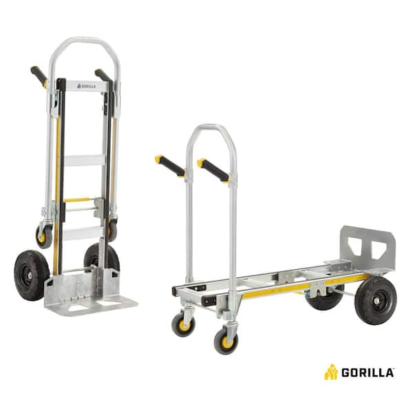 Gorilla 1,000 lbs. Capacity Convertible All Aluminum Hand Truck with Multi-Grip Power Handle, Wide Load Toe Plate Technology