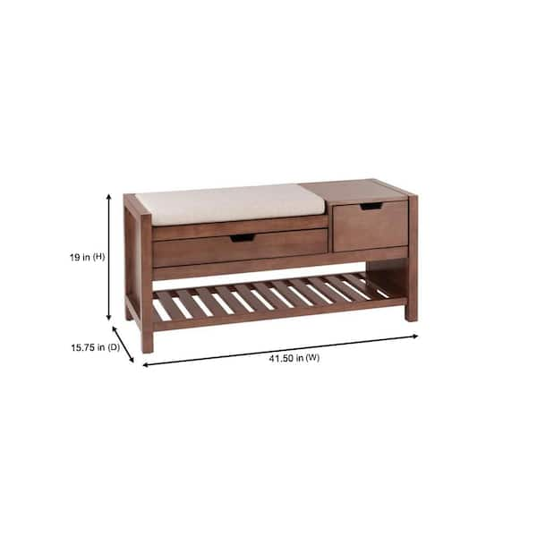 Home Decorators Collection Haze Brown Finish Wood Entryway Bench with  Cushion and Concealed Storage (41.5 in. W x 19 in. H) SK19326Br1-H - The  Home Depot