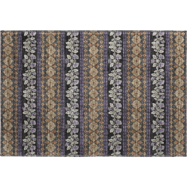 Mayfield Premium Machine Washable Abstract AMF2465 Plum 2 ft. x 3 ft. Accent Rug