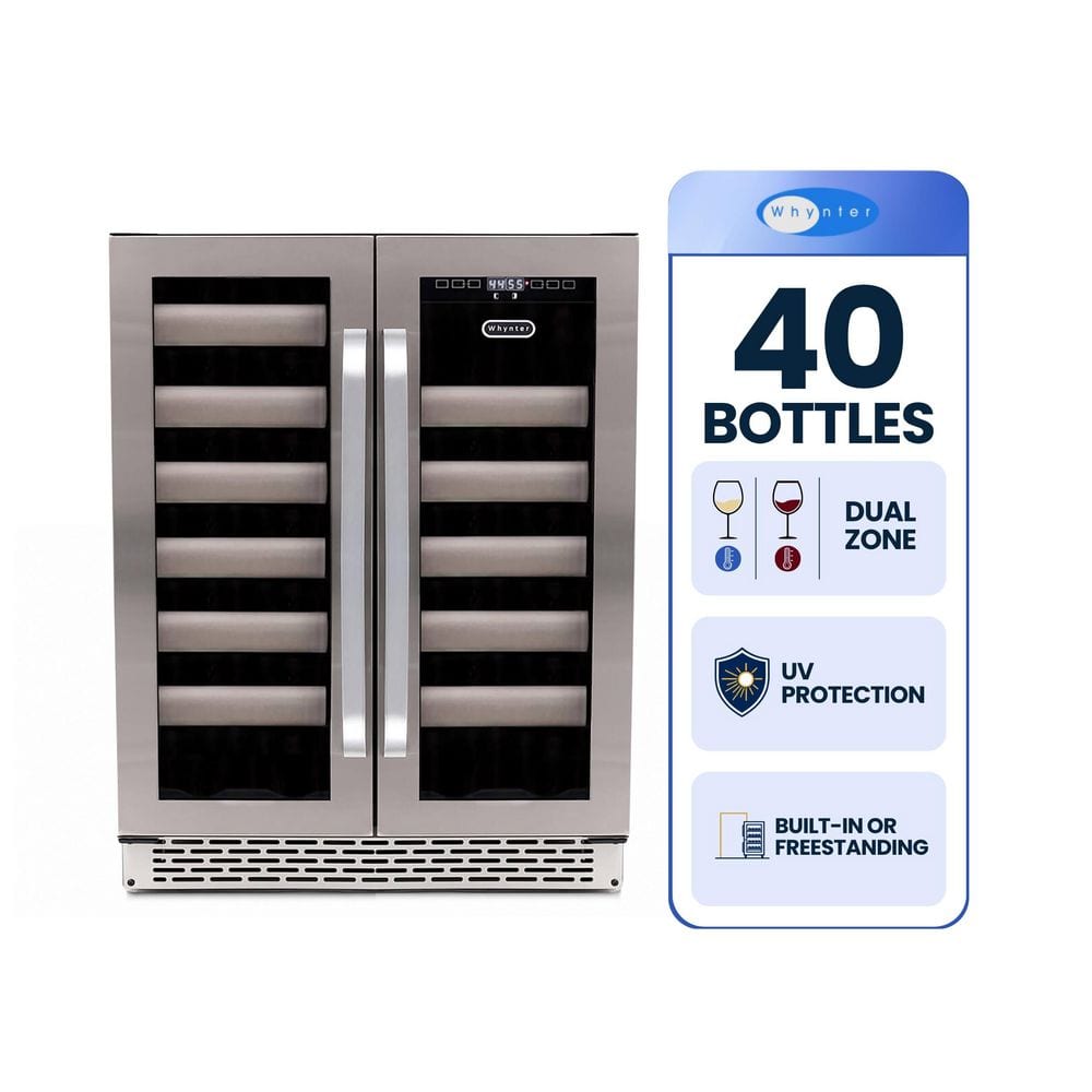 Whynter 24 in. Dual-Zone Undercounter 40-Bottle Wine Cooler Fridge