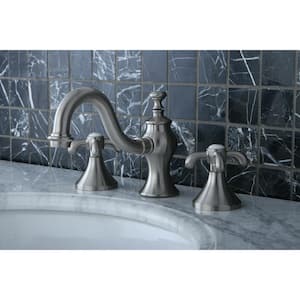 Tear Drop Cross 8 in. Widespread 2-Handle High-Arc Bathroom Faucet in Brushed Nickel