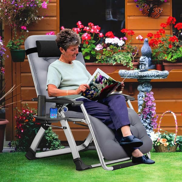 Portal Folding Rocking Chair Indoor & Outdoor Thick Padded Rocking Recliner Chair Portable Camping Rocker For Patio Front Porch