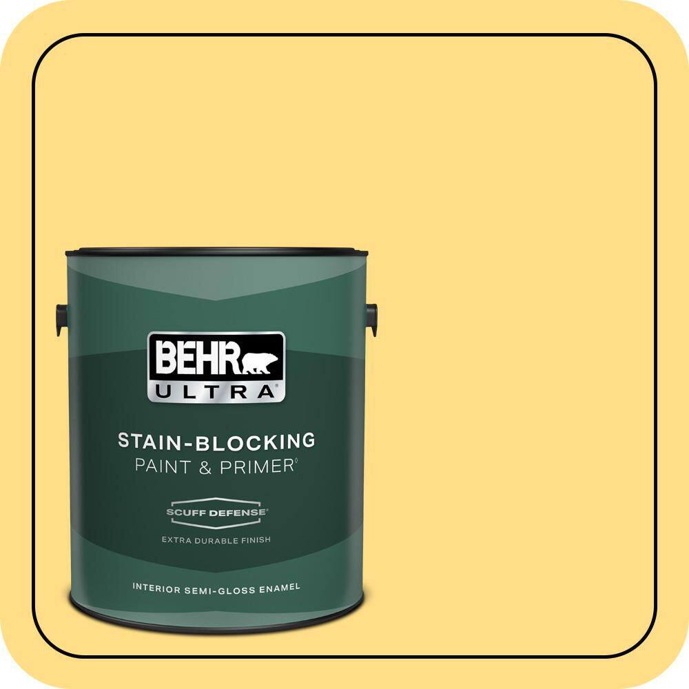 1 gal. #330B-5 Yellow Corn Extra Durable Semi-Gloss Enamel Interior Paint & Primer product image for price tracking