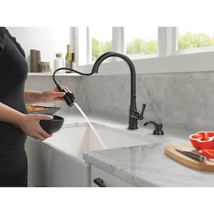 Capertee Single-Handle Pull Down Sprayer Kitchen Faucet with ShieldSpray Technology in Matte Black