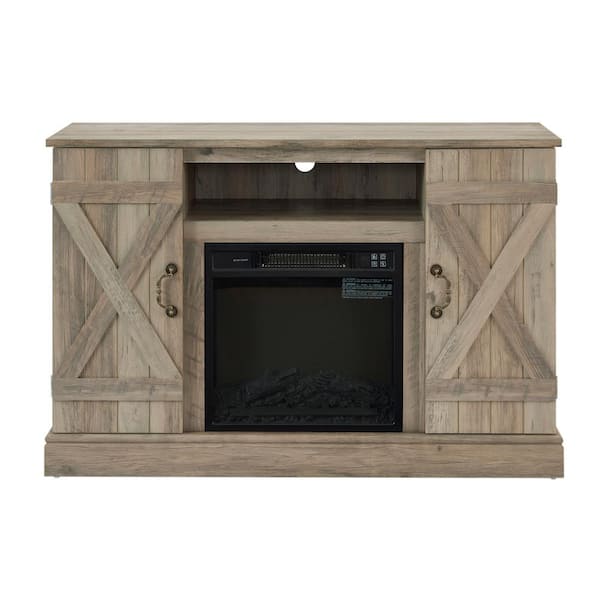 47in. Freestanding Farmhouse Classic TV Stand Antique Entertainment w/18in. Electric Fireplace Insert, TV upto 50in.Gray