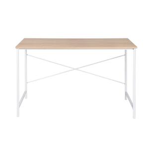 47.2 in. Rectangular Beige White Wood Home Office Writing Desk with Metal Frame