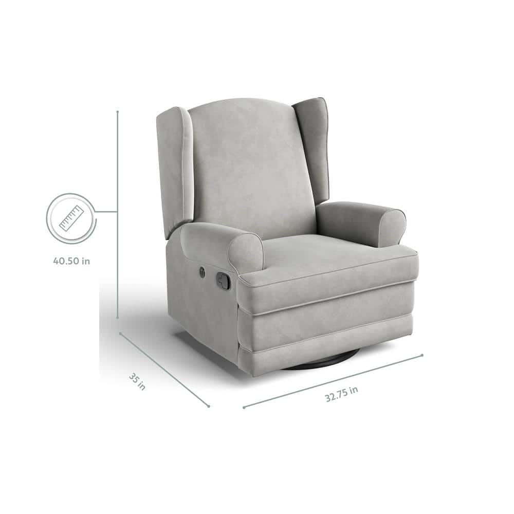 Serenity Wingback Steel Gray Swivel Recliner with USB Port