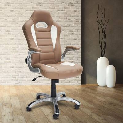 Camel High Back Executive Sport Race Office Chair with Flip-Up Arms