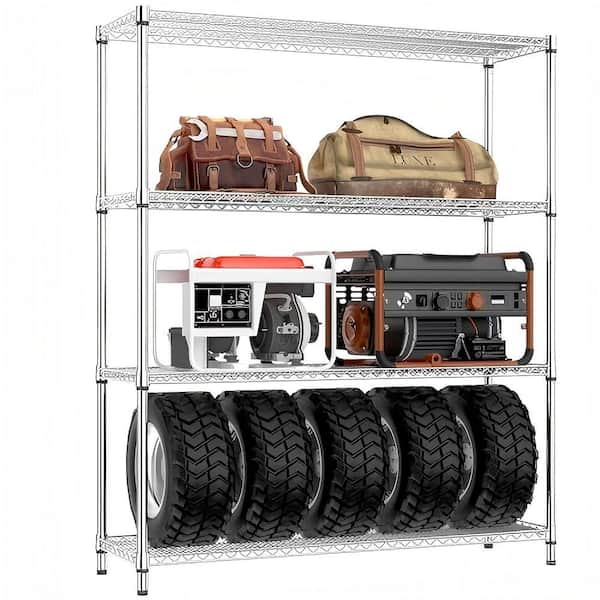4-Shelf Heavy Duty Metal Adjustable Shelving Unit in Chrome (45.3 in. W x 59.4 in. H x 15.8 in. D)