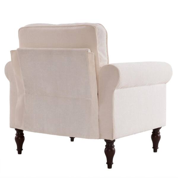 Outopee Off-White Linen Leisure Chair with High Back 504745038095 - The  Home Depot