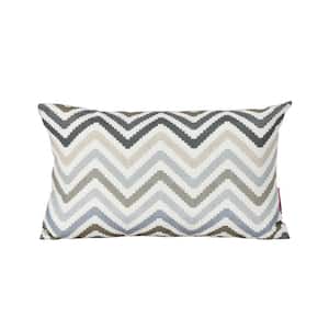 Callon Grey Blue and Brown Zig Zag Striped Polyester 18.5 in. x 11.5 in. Throw Pillow