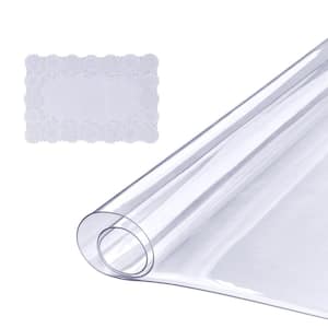 Clear Table Cover Protector 18 in. x 36 in. Nature Table Cover 1.5 mm Thick PVC Plastic Tablecloth