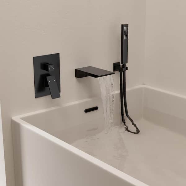 GRANDJOY Classic Rain Single Handle 2-Spray Tub and Shower Faucet 3 GPM in. Matte Black (Valve Included)