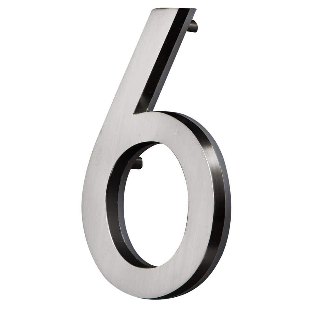 5 in. Satin Nickel LED Backlit House Number 6