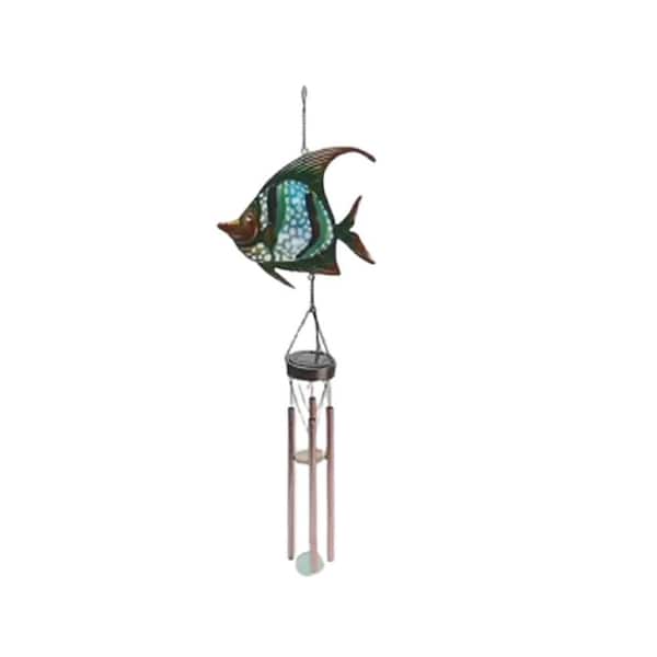 Ultimate Innovations by the DePalmas Solar and Metal Windchimes in Green Fish