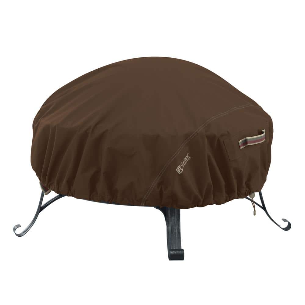 Madrona Waterproof Brown Round Fire Pit Cover with Handles