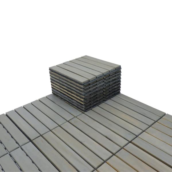 BTMWAY 1 ft. x 1 ft. Square Interlocking Acacia Wood Quick Patio Deck Tile  Outdoor Checker Pattern Flooring Tile (10 Per Box) CXXBN-GI33346W685-Tile01  - The Home Depot