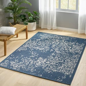 Marilyn Blue 6.3 ft. x 8.4 ft. Distressed Area Rug