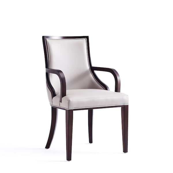 Manhattan Comfort Grand Light Grey Faux Leather Dining Arm Chair