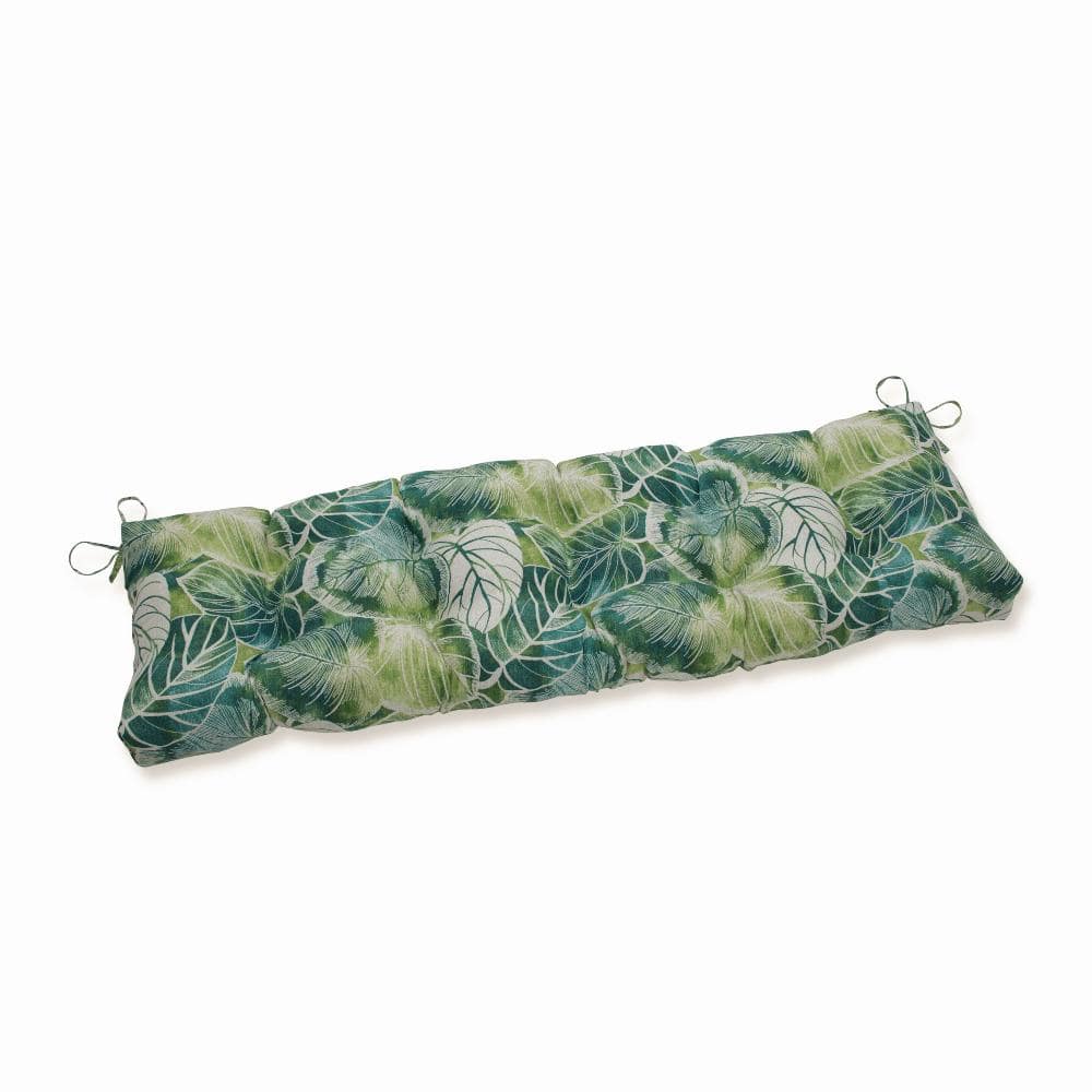 Pillow Perfect Tropical Rectangular Outdoor Bench Cushion in Green ...