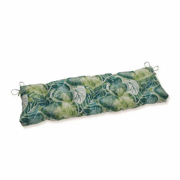 Pillow Perfect Tropical Rectangular Outdoor Bench Cushion in Green