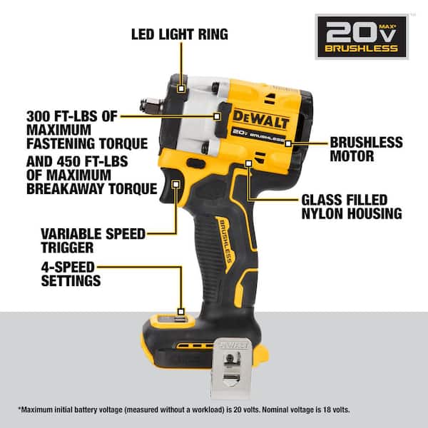 ATOMIC 20V MAX Lithium-Ion Brushless Cordless 3/8 in. Variable Speed Impact Wrench with POWERSTACK 20V 5Ah Battery Pack