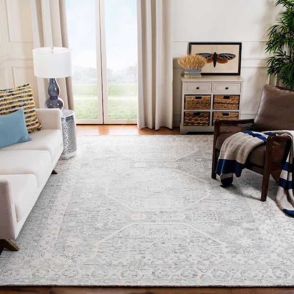 Micro-Loop 11 ft. x 15 ft. Charcoal/Ivory Distressed Medallion Area Rug