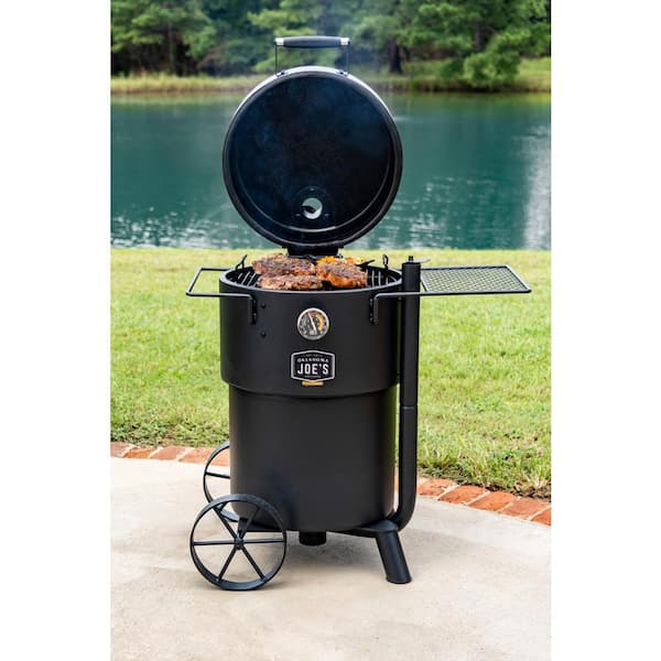 Bronco Charcoal Drum Smoker Grill in Black with 284 sq. in. Cooking Space