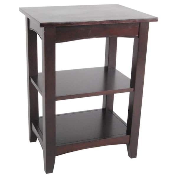 Alaterre Furniture Shaker Cottage 20 in. W Rectangle Wood End Table with Shelves, Transitional Cottage Styling Espresso Finish Accent Table