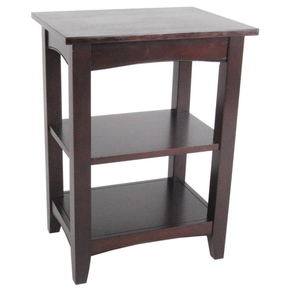 Espresso Shaker Cottage Wood 2 Shelf End Table