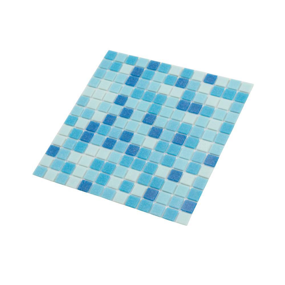 12" x 12" Glossy Blue and White Glass Mosaic Tile