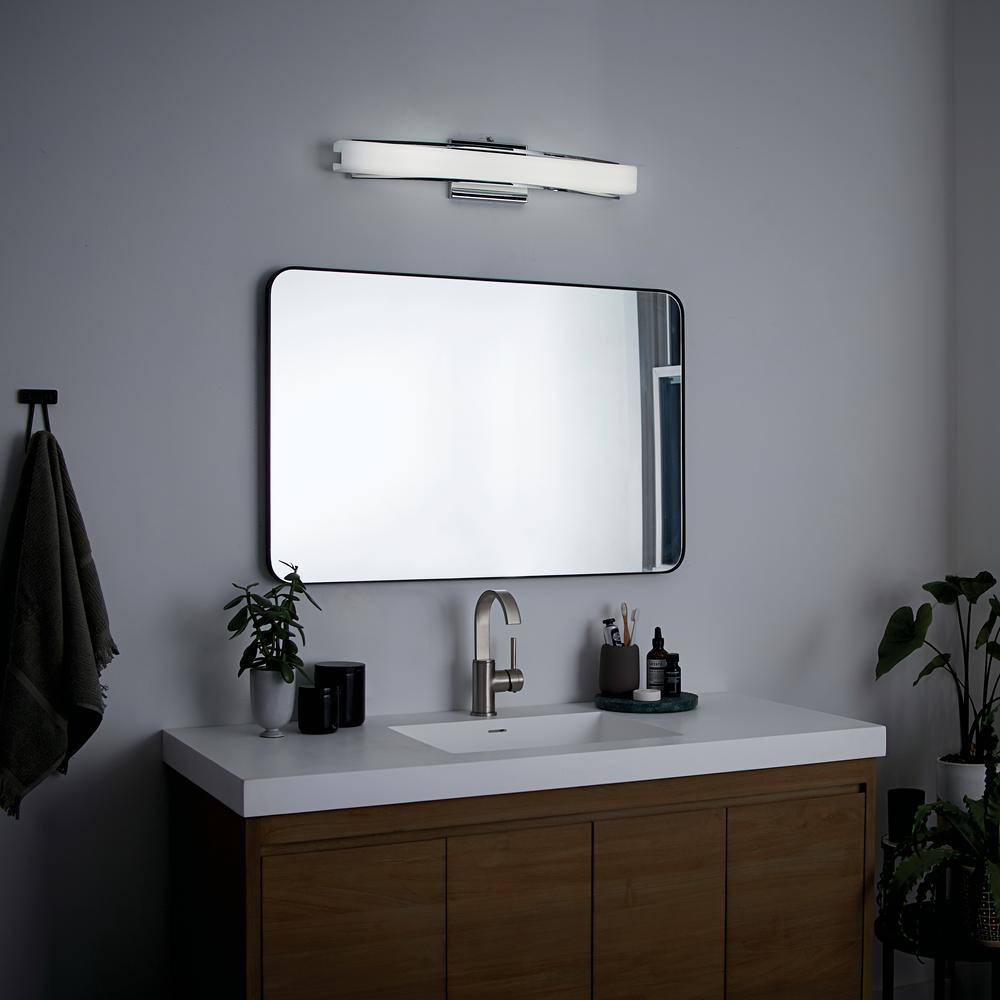 Rowan Chrome LED Vanity Light with Etched Opal Glass Shade